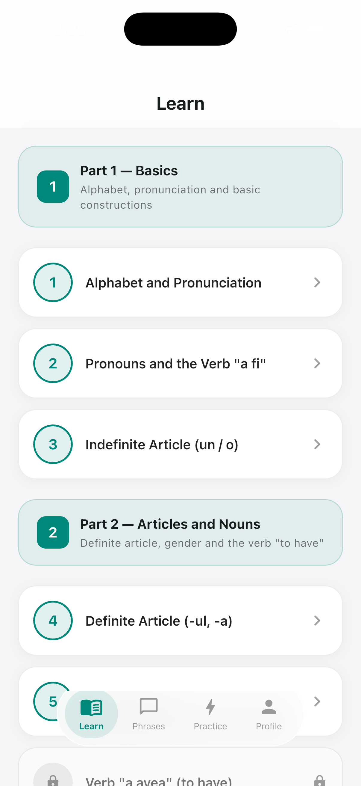 Vorbi lesson roadmap
